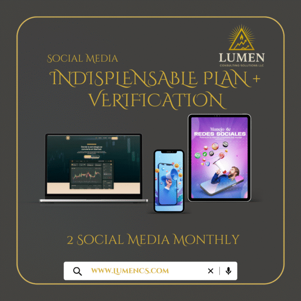 Plan Indispensable Mensual + Revisión, Administración de 2 Redes Sociales