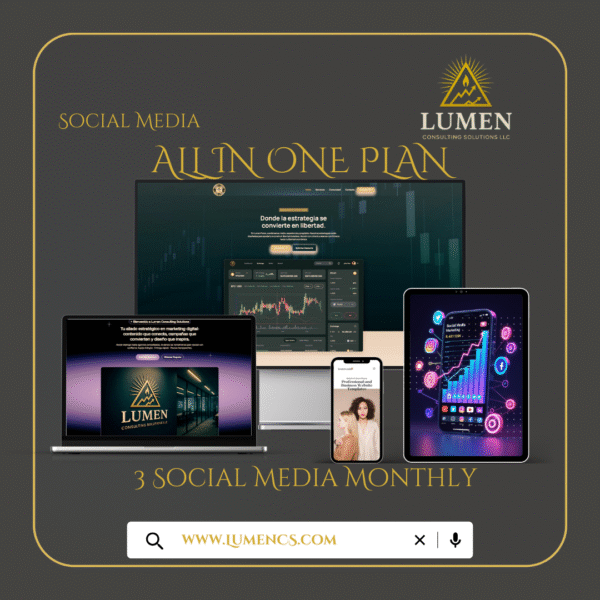 Plan Todo en uno Mensual, Administración de 3 Redes Sociales